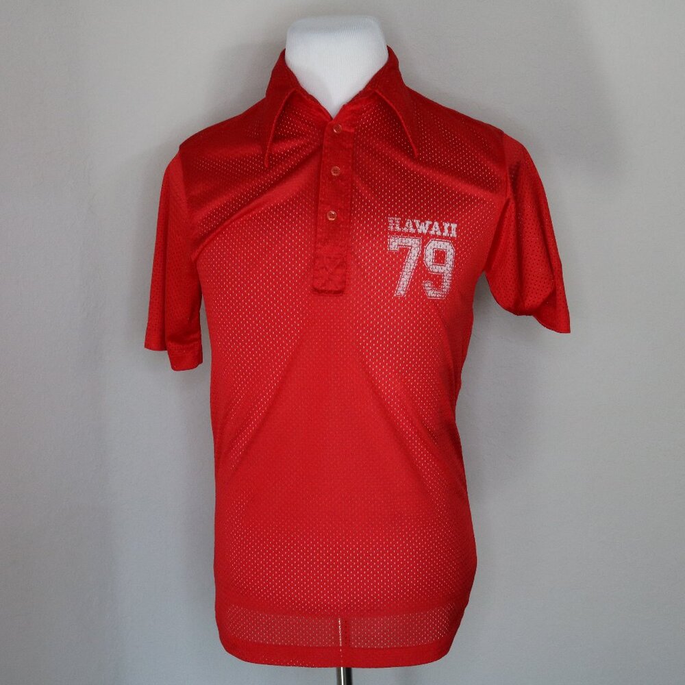 Vintage Hawaii 79 Mesh Polo Shirt * Red * Medium M (?) * Good * Rare